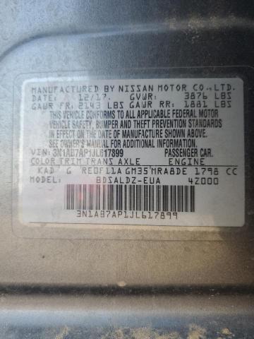 3N1AB7AP1JL617899 - 2018 NISSAN SENTRA S ნაცრისფერი ფოტო 12