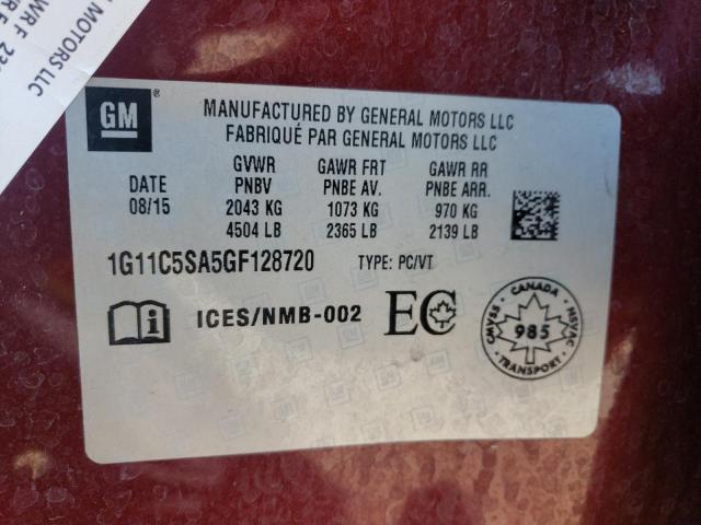 1G11C5SA5GF128720 - 2016 CHEVROLET MALIBU LIM LT 勃艮第红 照片 12