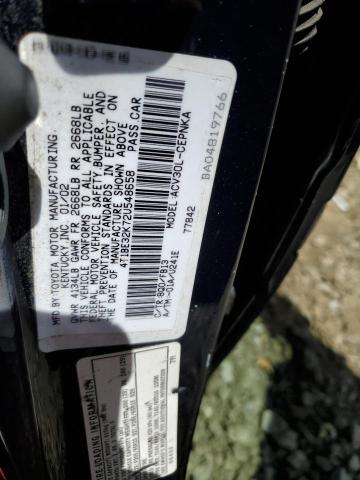 4T1BE32K72U548658 - 2002 TOYOTA CAMRY LE BLUE photo 12