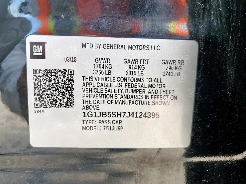 1G1JB5SH7J4124395 - 2018 CHEVROLET SONIC LS BLACK photo 12