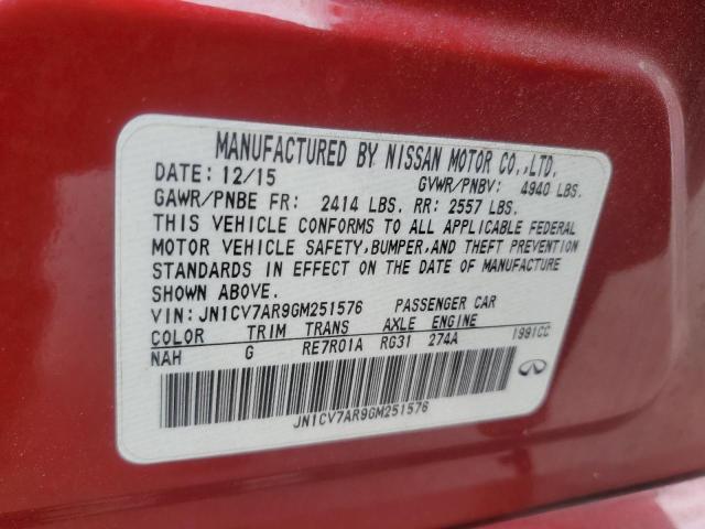 JN1CV7AR9GM251576 - 2016 INFINITI Q50 BASE Tünd qırmızı foto 12