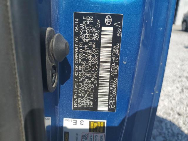 JTKJF5C75F3092151 - 2015 TOYOTA SCION TC ლურჯი ფოტო 12