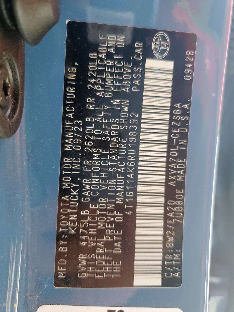 4T1G11AK6RU198392 - 2024 TOYOTA CAMRY SE NIGHT SHADE BLUE photo 12