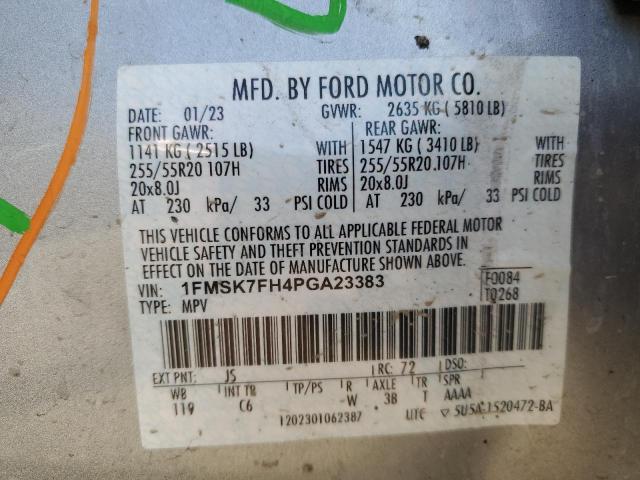 1FMSK7FH4PGA23383 - 2023 FORD EXPLORER LIMITED ვერცხლისფერი ფოტო 14