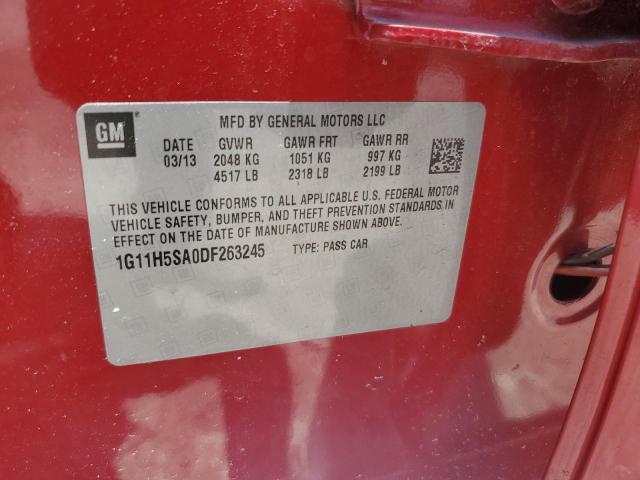 1G11H5SA0DF263245 - 2013 CHEVROLET MALIBU LTZ წითელი ფოტო 12