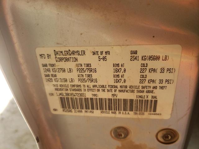 1J4GL38K05W723651 - 2005 JEEP LIBERTY RE SILVER photo 10