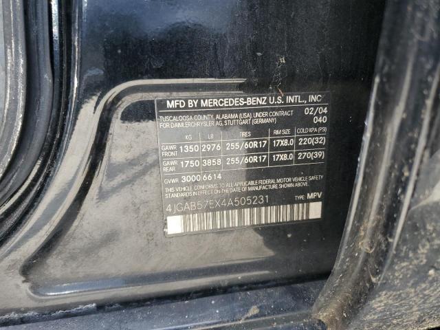 4JGAB57EX4A505231 - 2004 MERCEDES-BENZ ML 350 Қара фото 13