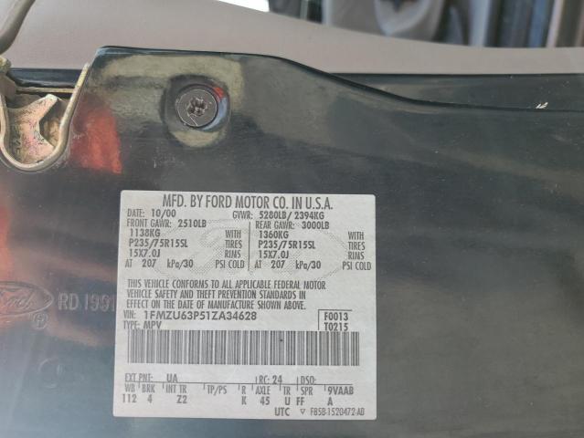 1FMZU63P51ZA34628 - 2001 FORD EXPLORER XLT BLACK photo 13