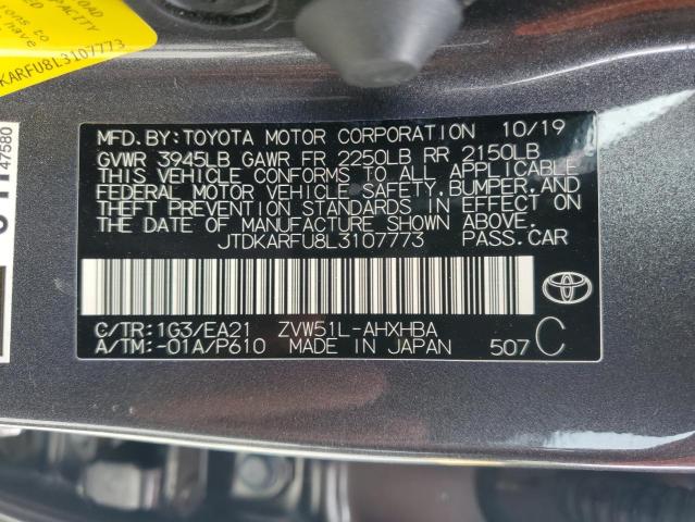 JTDKARFU8L3107773 - 2020 TOYOTA PRIUS L GRAY photo 12