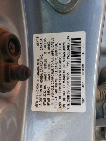2HGFC2F70JH570855 - 2018 HONDA CIVIC EX Күміс фото 12