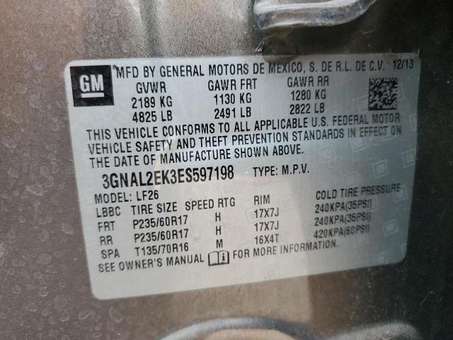 3GNAL2EK3ES597198 - 2014 CHEVROLET CAPTIVA LS 棕色 照片 13