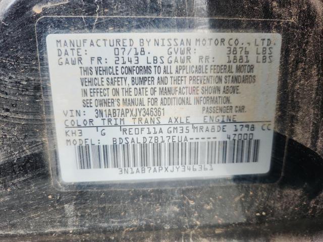 3N1AB7APXJY346361 - 2018 NISSAN SENTRA S BLACK photo 12