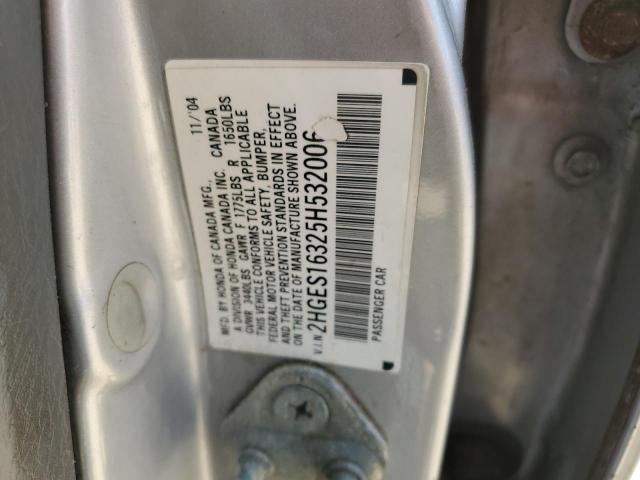 2HGES16325H532006 - 2005 HONDA CIVIC DX VP SILVER photo 12