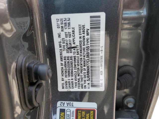 5J6RM4H77CL069155 - 2012 HONDA CR-V EXL GRAY photo 13