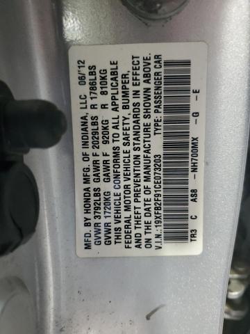 19XFB2F91CE073203 - 2012 HONDA CIVIC EXL SILVER photo 12