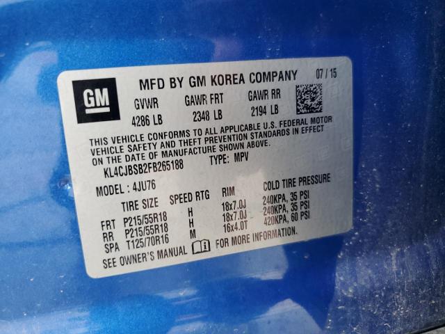 KL4CJBSB2FB265188 - 2015 BUICK ENCORE CONVENIENCE 蓝色 照片 14