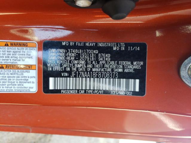 JF1ZNAA18F8708373 - 2015 TOYOTA SCION FR-S 橙色 照片 12