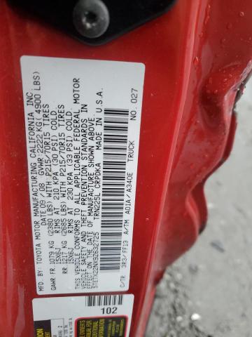 5TETX22NX9Z632725 - 2009 TOYOTA TACOMA ACCESS CAB წითელი ფოტო 12