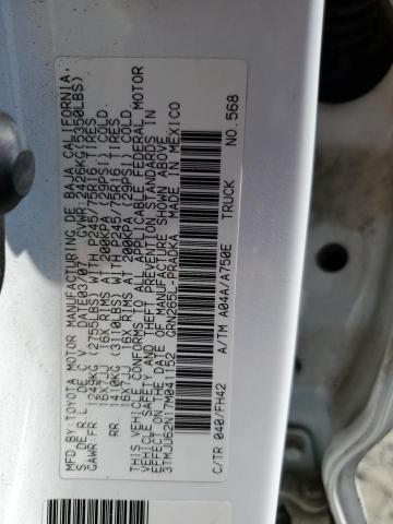 3TMJU62N17M041152 - 2007 TOYOTA TACOMA DOUBLE CAB PRERUNNER WHITE photo 12