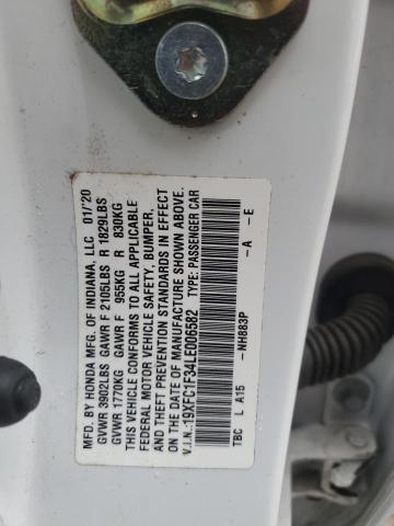 19XFC1F34LE006582 - 2020 HONDA CIVIC EX 白色 照片 12