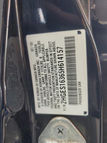 2HGES16365H614157 - 2005 HONDA CIVIC DX VP Սև լուսանկար 12