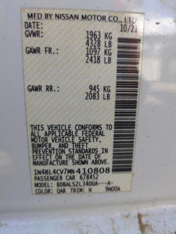 1N4BL4CV7MN410808 - 2021 NISSAN ALTIMA SR თეთრი ფოტო 12