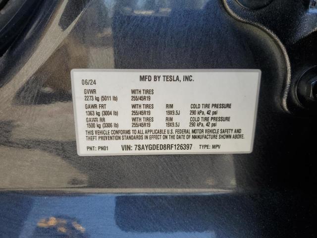 7SAYGDED8RF126397 - 2024 TESLA MODEL Y Սև լուսանկար 14