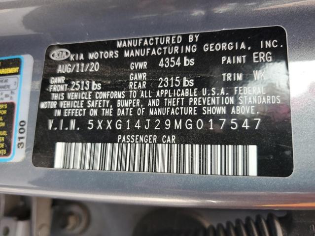 5XXG14J29MG017547 - 2021 KIA K5 LXS GRAY photo 13