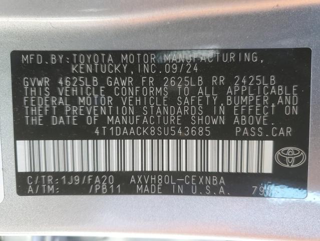 4T1DAACK8SU543685 - 2025 TOYOTA CAMRY XSE ვერცხლისფერი ფოტო 12