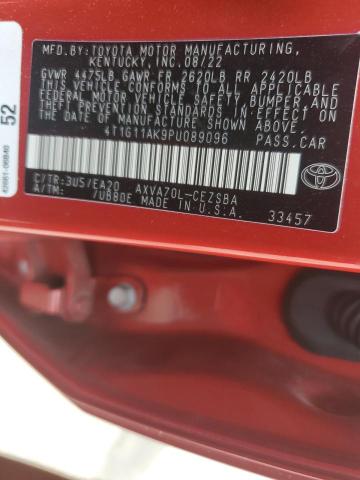 4T1G11AK9PU089096 - 2023 TOYOTA CAMRY SE NIGHT SHADE RED photo 12
