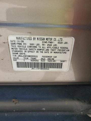 JNKAJ09F08M355522 - 2008 INFINITI EX35 BASE Թուխ լուսանկար 12