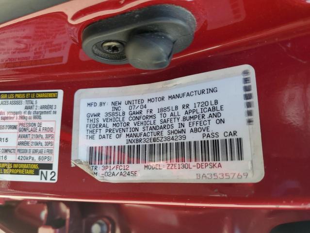 1NXBR32E65Z384239 - 2005 TOYOTA COROLLA CE RED photo 12