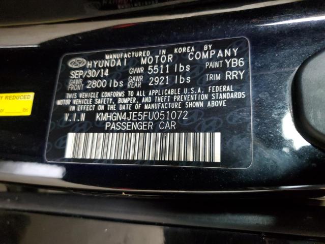 KMHGN4JE5FU051072 - 2015 HYUNDAI GENESIS 3.8L 黑色 照片 12