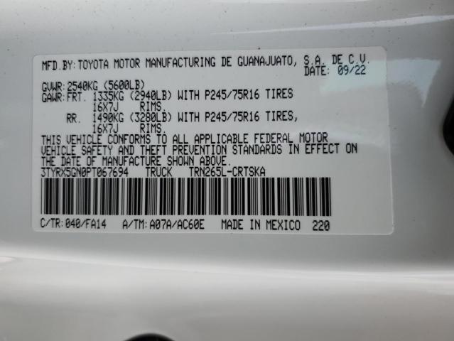 3TYRX5GN0PT067694 - 2023 TOYOTA TACOMA ACCESS CAB თეთრი ფოტო 13