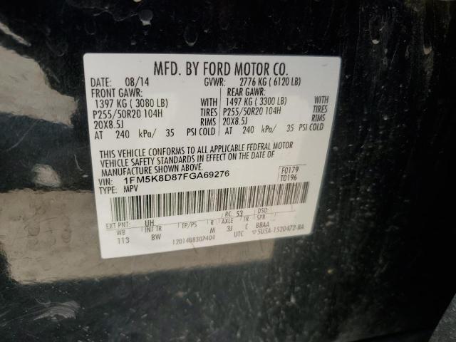 1FM5K8D87FGA69276 - 2015 FORD EXPLORER XLT BLACK photo 13