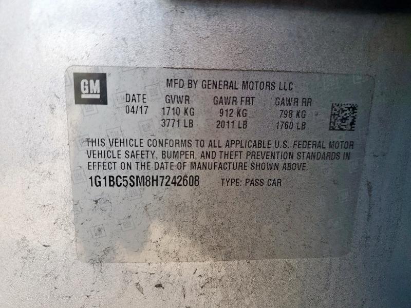 1G1BC5SM8H7242608 - 2017 CHEVROLET CRUZE LS SILVER photo 12