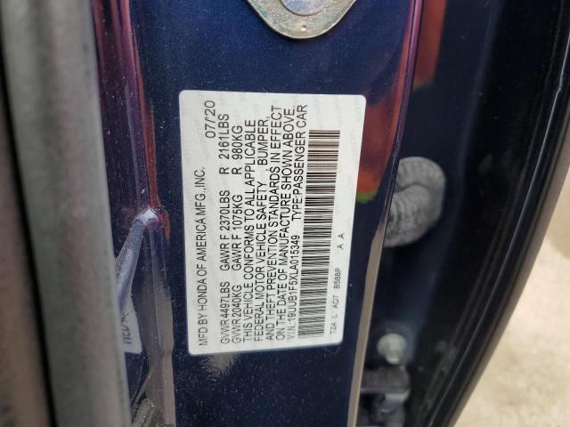 19UUB1F5XLA015349 - 2020 ACURA TLX TECHNOLOGY 蓝色 照片 12