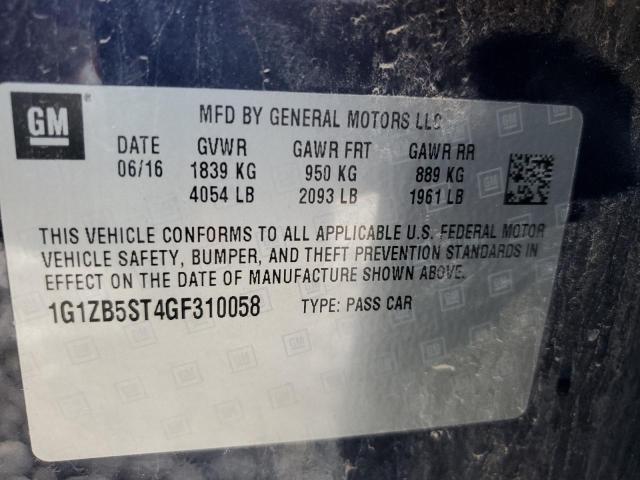 1G1ZB5ST4GF310058 - 2016 CHEVROLET MALIBU LS Niebieski zdjęcie 12