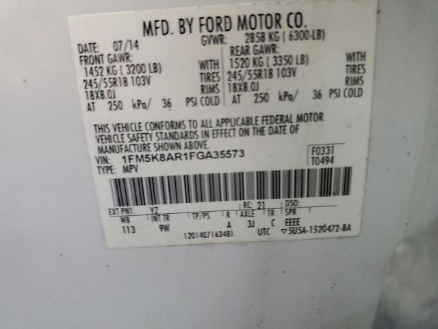 1FM5K8AR1FGA35573 - 2015 FORD EXPLORER POLICE INTERCEPTOR WHITE photo 13