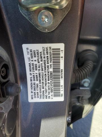19XFC1F37LE202001 - 2020 HONDA CIVIC EX GRAY photo 13