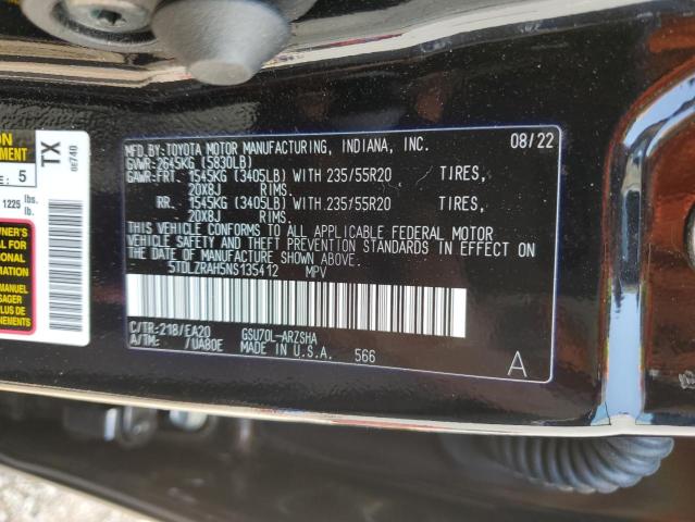 5TDLZRAH5NS135412 - 2022 TOYOTA HIGHLANDER XSE BLACK photo 14