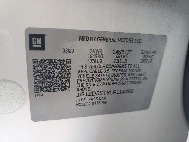 1G1ZD5ST8LF114368 - 2020 CHEVROLET MALIBU LT WHITE photo 12