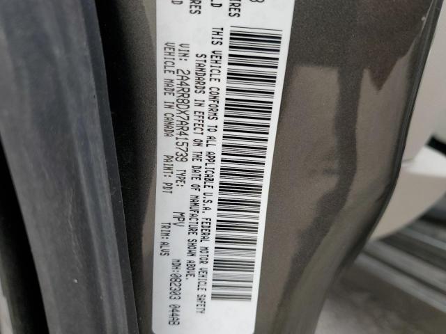 2A4RR8DX7AR415739 - 2010 CHRYSLER TOWN & COU TOURING PLUS GRAY photo 10