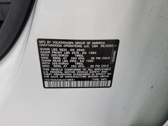1V21E2CA3LC218831 - 2020 VOLKSWAGEN ATLAS CROS SE Белый фото 13