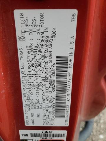 5TFUU4EN8BX009749 - 2011 TOYOTA TACOMA ACCESS CAB წითელი ფოტო 13