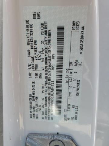 1FMCU0GD6JUA84793 - 2018 FORD ESCAPE SE Blanc photo 12