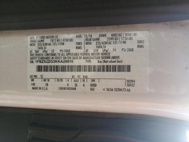 1FBZX2ZG3KKA20916 - 2019 FORD TRANSIT T-350 Ağ foto 13