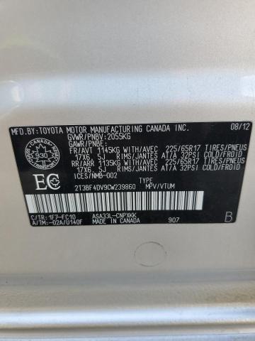 2T3BF4DV9CW239860 - 2012 TOYOTA RAV4 Argent photo 13