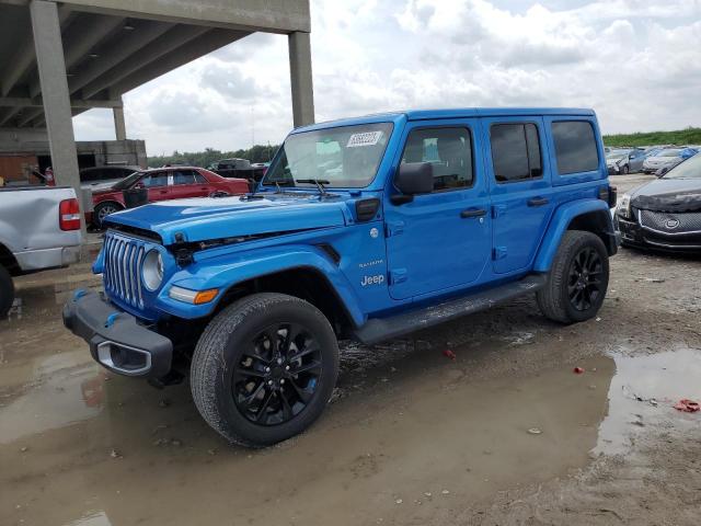 1C4JJXP68NW198044 - 2022 JEEP WRANGLER U SAHARA 4XE BLUE photo 1