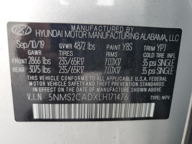 5NMS2CADXLH171476 - 2020 HYUNDAI SANTA FE SE SILVER photo 13